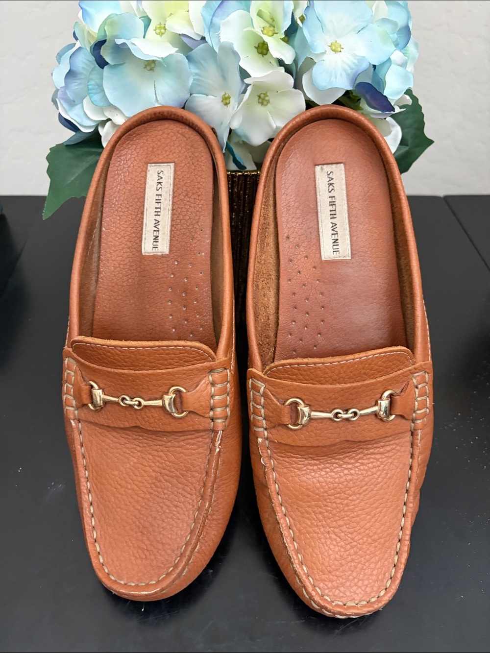 Saks Fifth Avenue Women’s Tan Leather Bit Loafers (Slip On)